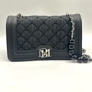 Badgley Mishka Demin Crossbody Elegant Black Jean quilted Bag